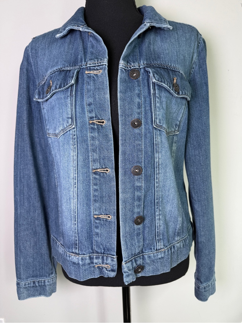 Paige Aveline Denim Jacket Alamar Distressed Classic Trucker Sz S